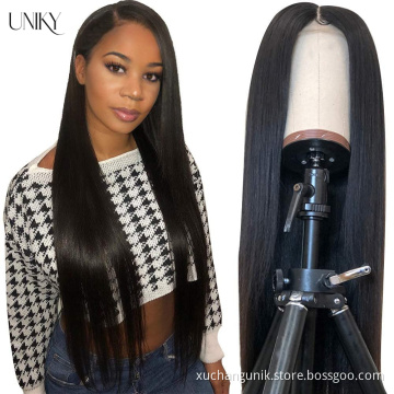 Uniky New Arrival Human Hair Straight Wave Lace Closure Wig 100% Unprocessed Raw Brazilian Virgin Cuticle Aligned Human Hair Wig